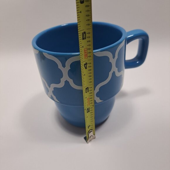 Crofton Stackable Blue White Geometric Pattern Coffee Mug 14 Fl Oz - Picture 3 of 15